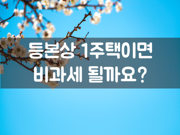 등본상 1주택이면 비과세 될까요?