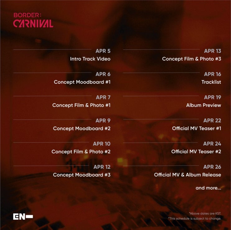  ENHYPEN 엔하이픈 BORDER : CARNIVAL Promotion Calendar