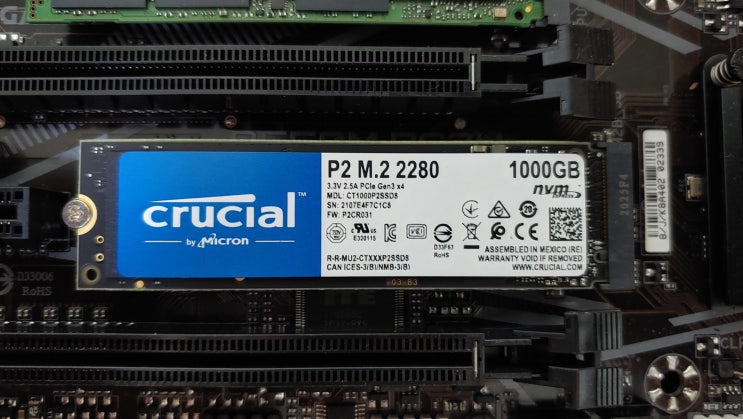 마이크론 Crucial P2 M.2 NVMe 1TB SSD 아스크텍 간략 성능벤치리뷰 테스트