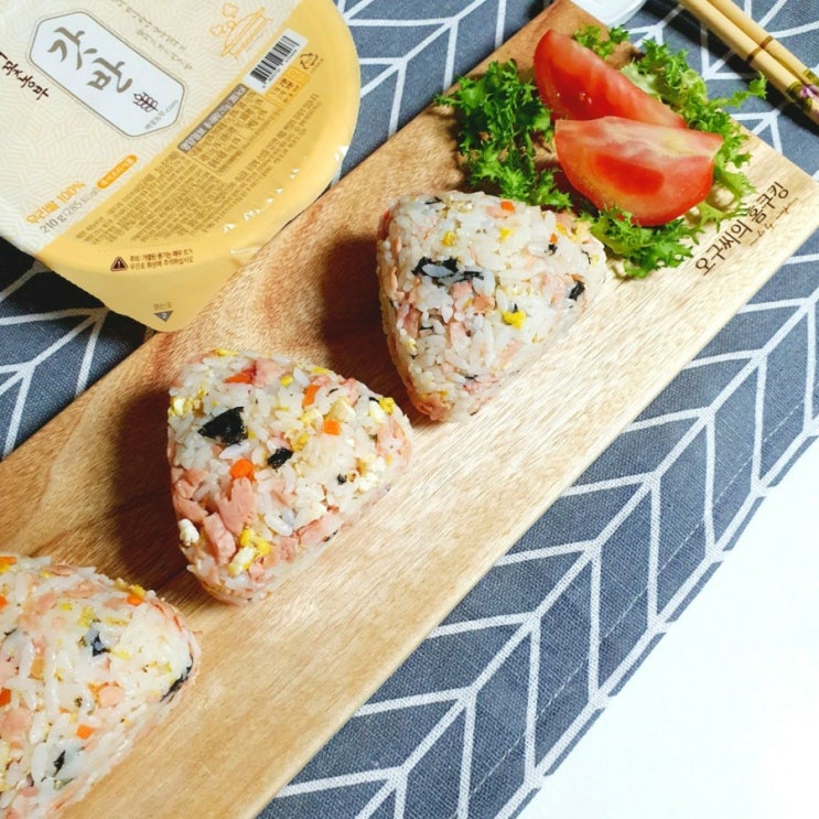  스팸삼각김밥 맛과 영양듬뿍 제일영농 벼꽃농부 갓반으로 만들었어요