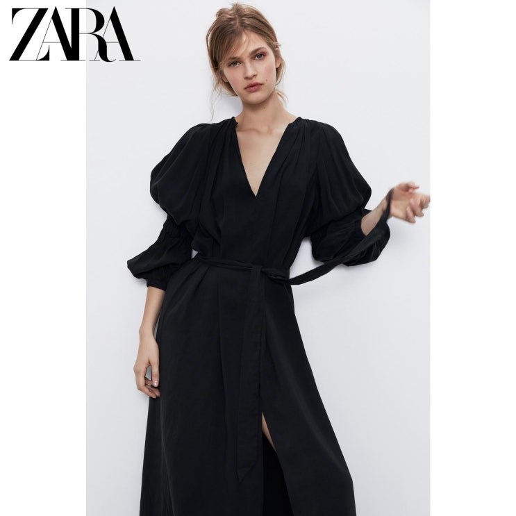 리뷰가 좋은 ZARA 자라 볼륨 슬리브 원피스 좋아요