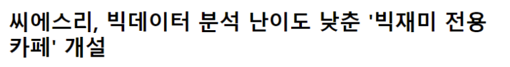  씨에스리, 빅데이터 분석 난이도 낮춘 '빅재미 전용 카페' 개설