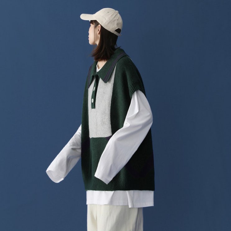 가성비 좋은 POLO 넥 스웨터 여성 클래식 홍콩무드 와이드 루즈핏 학원 무드 니트조끼트 베스트 조끼 니트조끼베스트 좋아요 가성비 좋은 POLO 넥 스웨터 여성 클래식 홍콩무드 와이드 루즈핏 학원 무드 니트조끼트 베스트 조끼 니트조끼베스트 좋아요