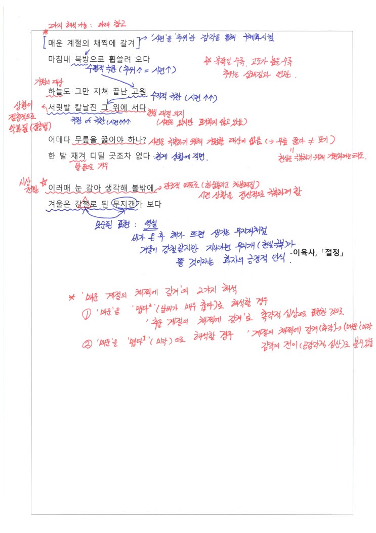  절정 - 이육사, 해석 및 포인트 쏙쏙!!