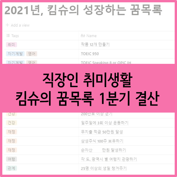  직장인 취미생활, 킴슈의 꿈목록 1분기 결산 :: 올해 세운 목표, 얼만큼 달성했을까?