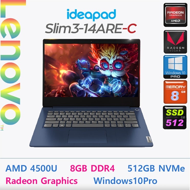 구매평 좋은 레노버 Lenovo slim3-14ARE R5, 8GB, SSD 512GB, Window10 Pro 좋아요