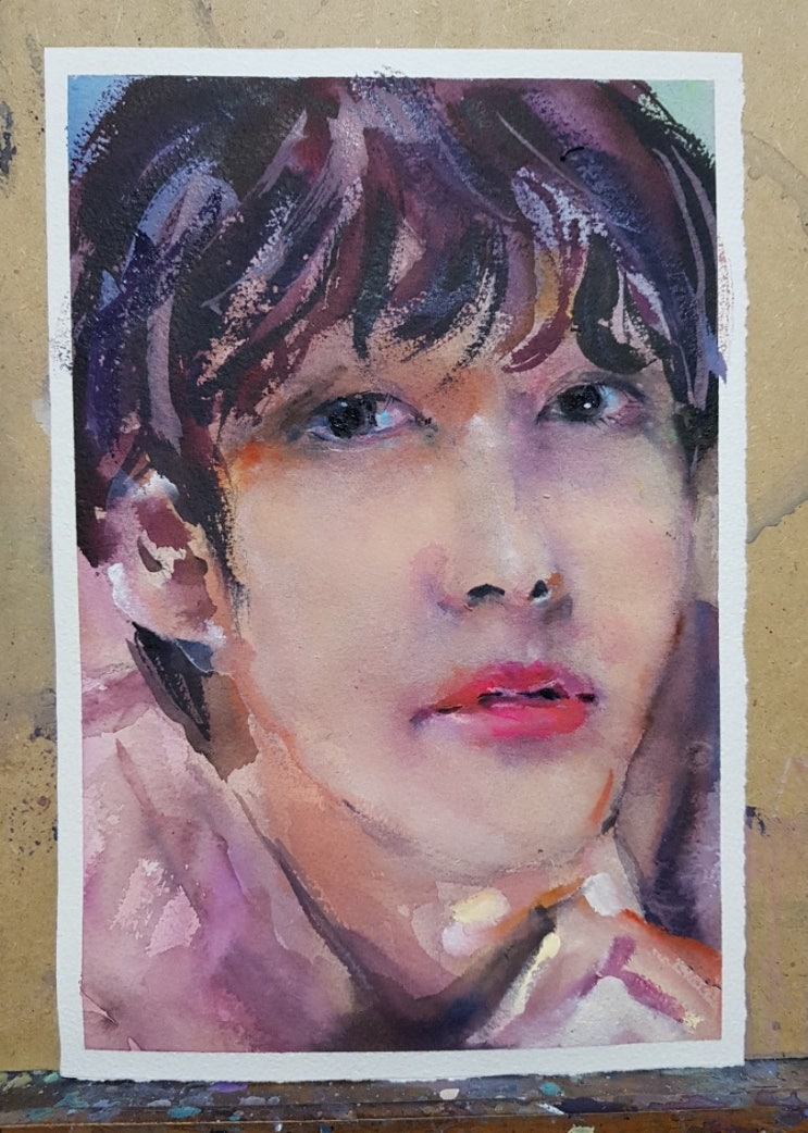  방탄소년단 뷔, 수채화로 그려보기