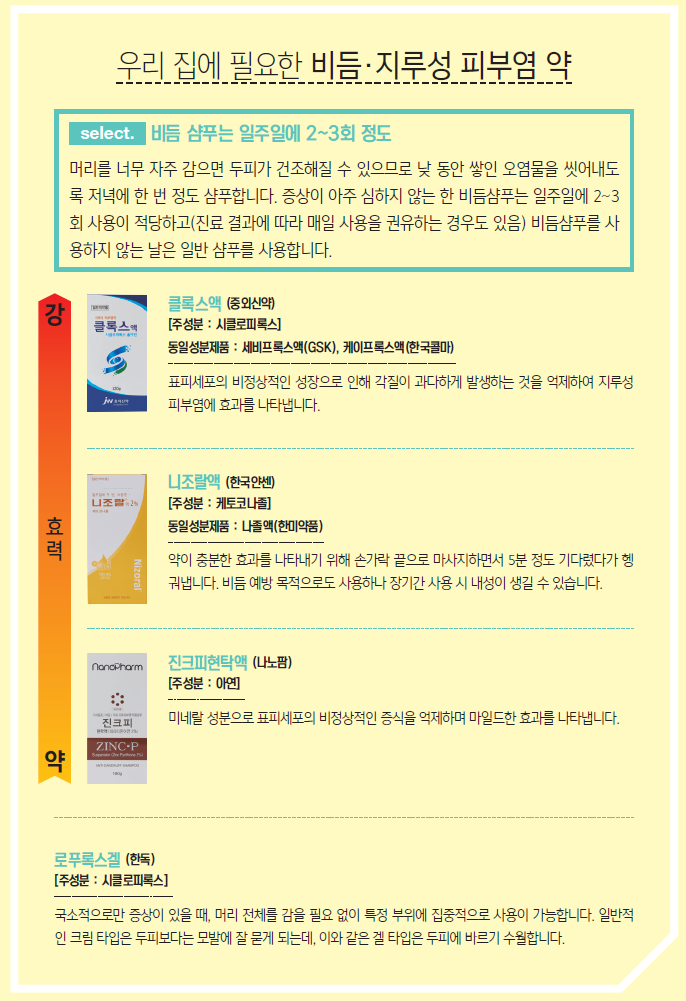 샴푸만으로 비듬이 없어지지 않아요 - 비듬·지루성 피부염에 쓰는 약