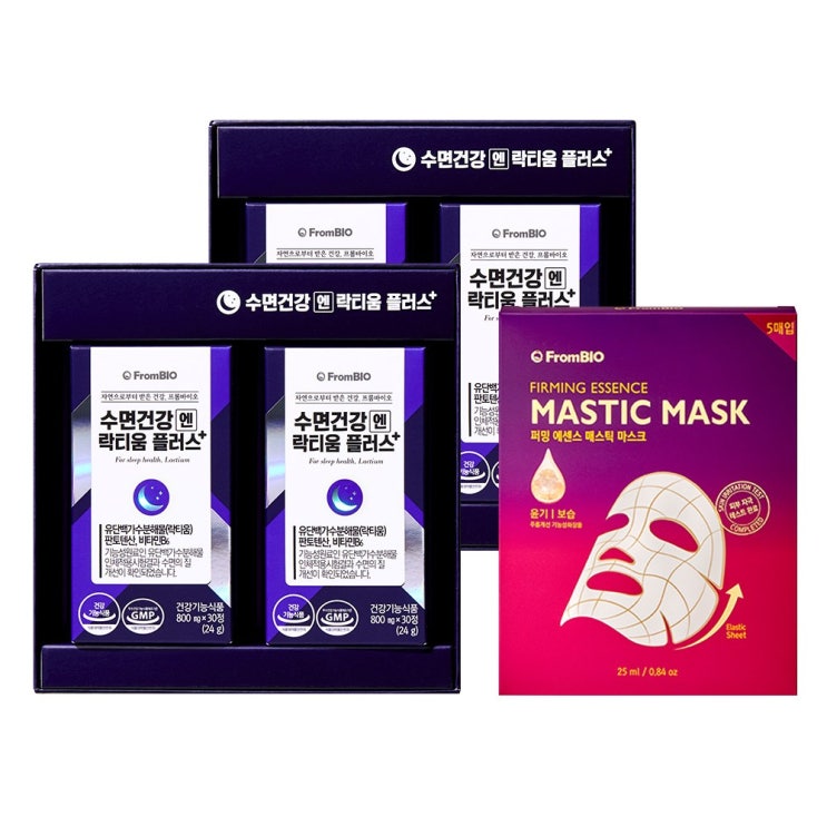 갓성비 좋은 프롬바이오 수면건강엔 락티움플러스 + 매스틱 마스크팩, 1세트, 800mg*30정*4박스/4개월 ··· 갓성비 좋은 프롬바이오 수면건강엔 락티움플러스 + 매스틱 마스크팩, 1세트, 800mg*30정*4박스/4개월 ···