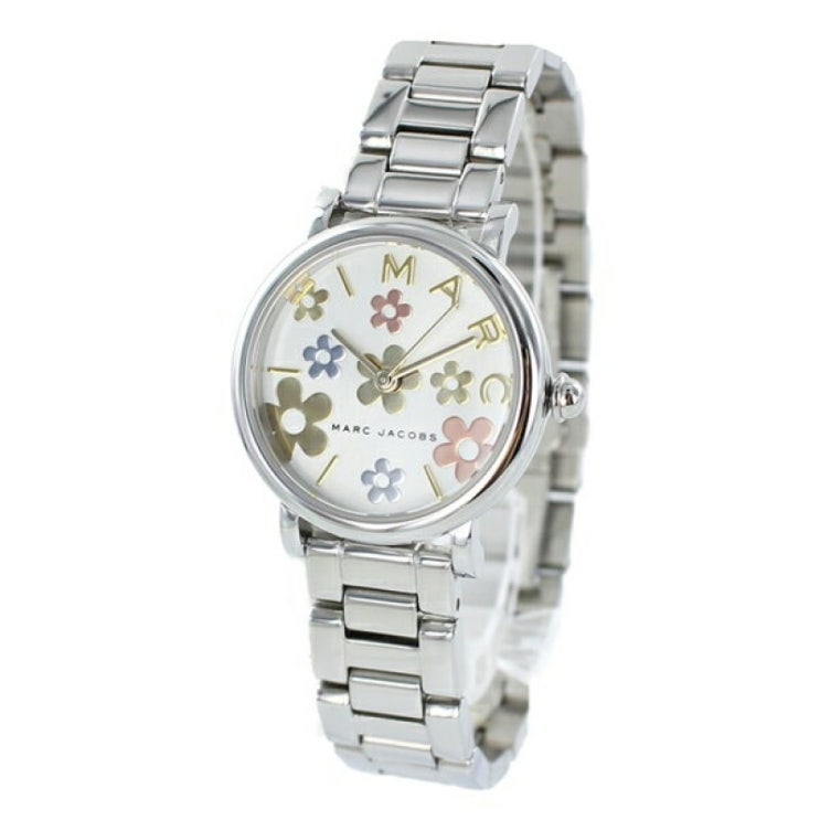가성비갑 마크 제이콥스 시계 레이디스 여성용 손목 시계 꽃 꽃 모양 실버 귀여운 작은 시계 MJ3581여성 생일 축하 좋아요