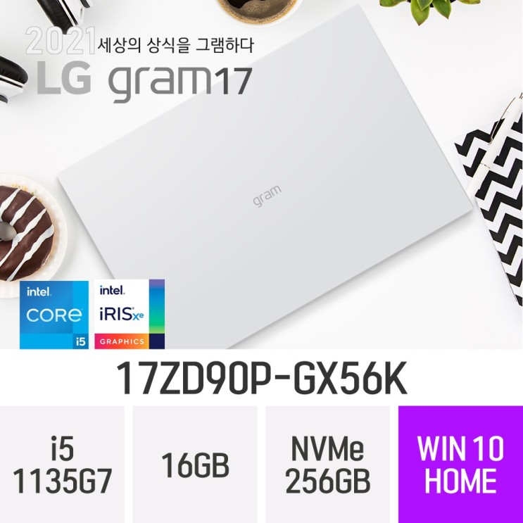 가성비 뛰어난 LG 2021 그램17 17ZD90P-GX56K, 16GB, 256GB, 윈도우 포함 ···