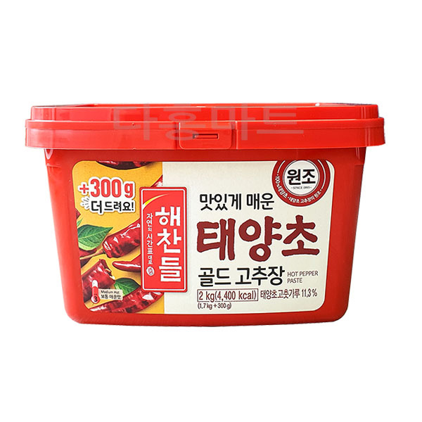 선호도 좋은 해찬들 맛있게 매운 태양초 골드 고추장 2kg 1개 ···