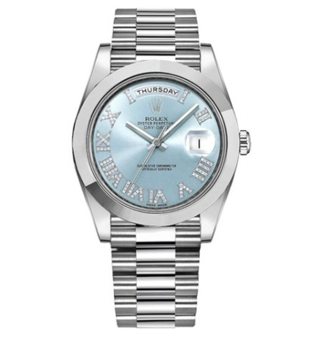 롤렉시 남자시계,Date Platinum 41mm Watch with Diamond Roman Numeral Hour Markers [ Ref # 218206 PROD8]