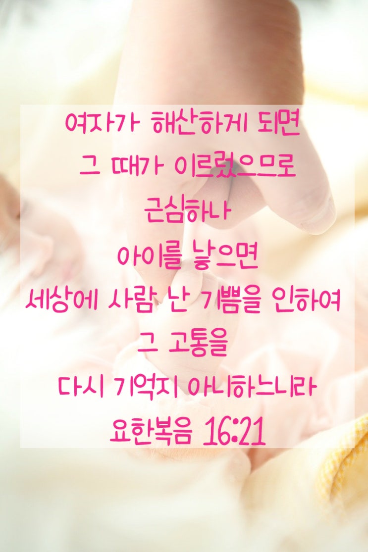  해산의 고통과 기쁨. 일본에서의 출산경험. 영어노베이스을 위한  영어 성경 구절로 영어공부하기.