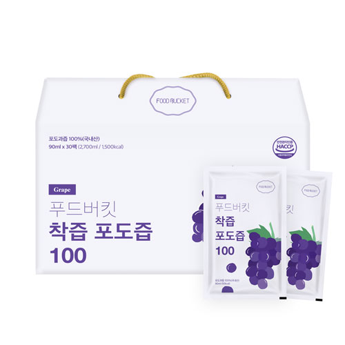 인기있는 푸드버킷 착즙 포도즙 100, 90ml, 30팩 추천해요