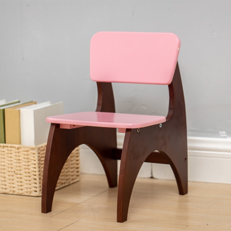 인지도 있는 가팡 원목 낮은의자, 핑크 ···