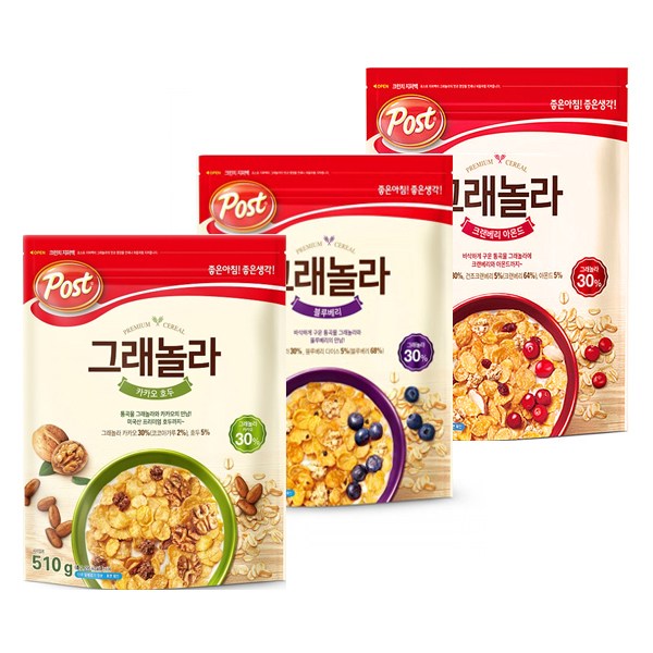 가성비 뛰어난 포스트 그래놀라 크랜베리 아몬드 570g + 블루베리 500g 카카오 호두 510g 각 1개 set, 1세트 좋아요 가성비 뛰어난 포스트 그래놀라 크랜베리 아몬드 570g + 블루베리 500g 카카오 호두 510g 각 1개 set, 1세트 좋아요
