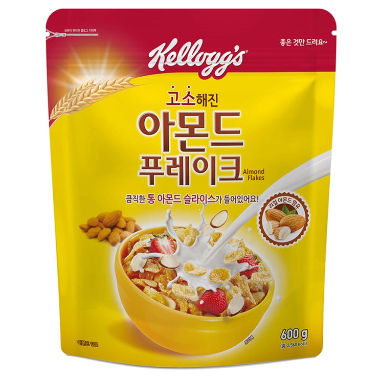 최근 인기있는 켈로그 아몬드 푸레이크, 600g, 2개 ···