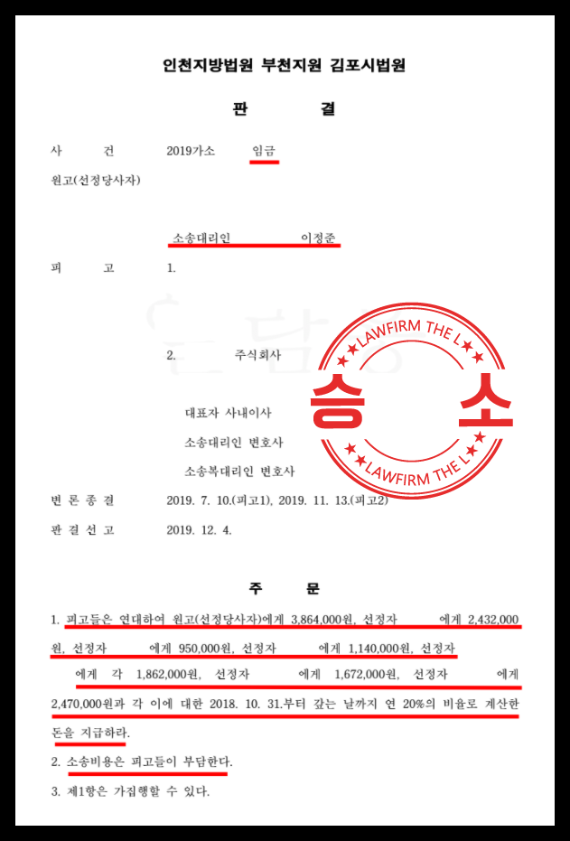  체불임금민사소송에서 승소한 이변의 성공사례