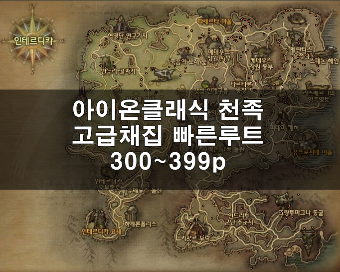  아이온클래식 고급채집 천족 정기추출 300~399 인테르디카/테오보모스 노드 안내