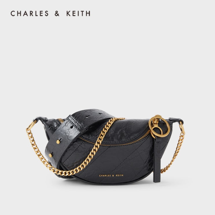 핵가성비 좋은 CHARLES & KEITH retro waist bag CK2-80150954-1 레이디 체인 숄더 메신저 백 허리 가방 추천해요