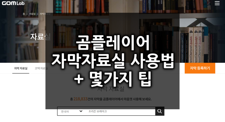  곰플레이어 자막자료실 사용법 + 몇가지 팁