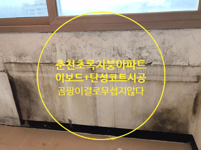  강원도 춘천시 초록지붕아파트 이보드단열공사와 탄성코트 시공, 이제 곰팡이 결로 무섭지 않아요! 곰팡이방지효과 베란다탄성코트
