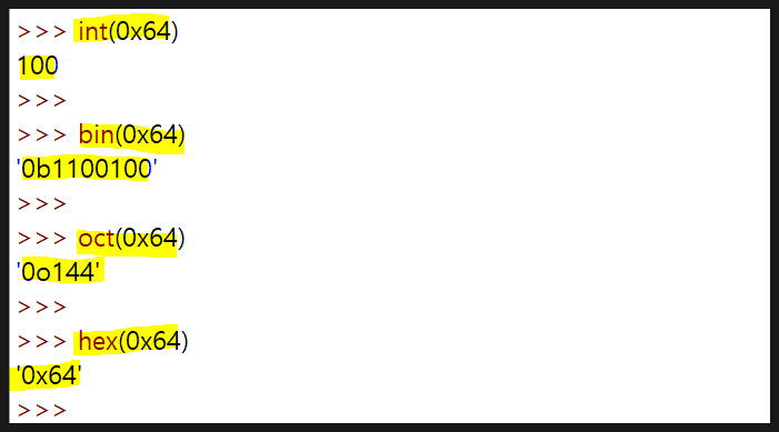  파이썬 bin(), oct(), int(), hex() 함수 - 숫자를 2(0b_), 8(0o_), 10, 16(0x_) 진수로 변환