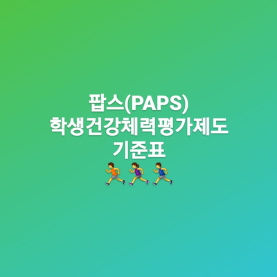  팝스(PAPS) 학생건강체력평가제도 기준표