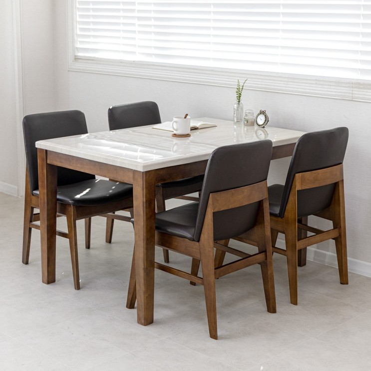 최근 인기있는 라로퍼니처 로망 대리석 4인용 식탁 세트 원목식탁 4인식탁 식탁세트, 2.4인 의자형(테이블+의자4) 추천합니다