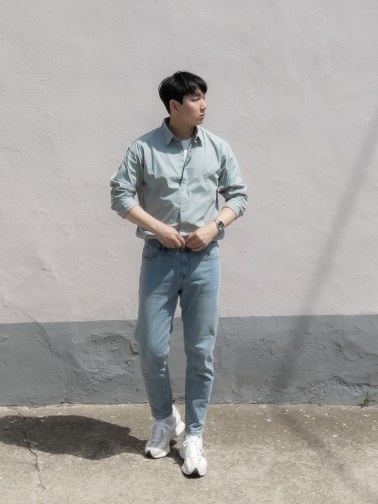  연청바지와 함께 키 작은 남자 코디