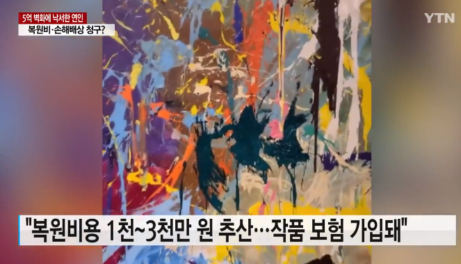 5억짜리 그림에 낙서한 20대 연인...구상권 청구되나? / YTN 5억짜리 그림에 낙서한 20대 연인...구상권 청구되나? / YTN