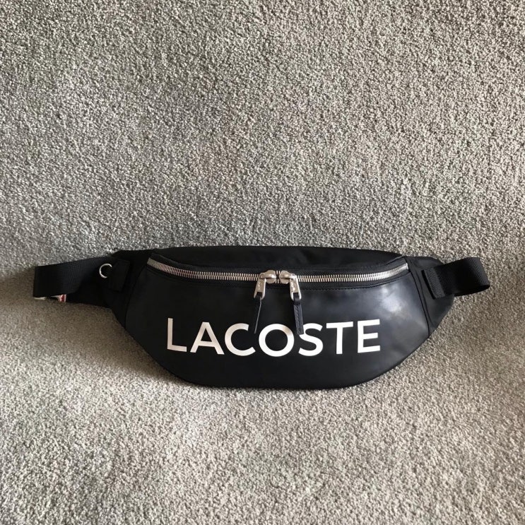 구매평 좋은 LACOSTE 프랑스 악어 남성용 가슴 가방 전면 소 가죽 사이드 캔버스 후면 보온 에어 쿠션 좋아요