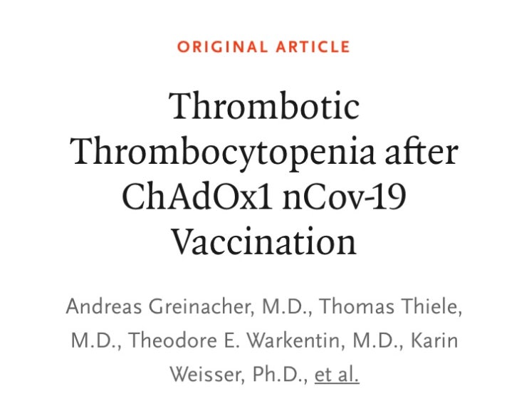 [NEJM] AZ(아스트라제네카) 백신과 혈전 발생의 인과성