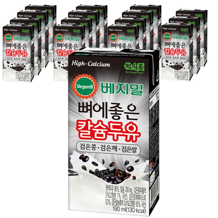 선택고민 해결 베지밀 뼈에좋은 칼슘두유 검은 콩 깨 쌀, 190ml, 16개 ···