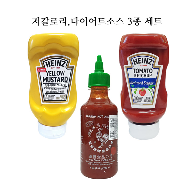 선호도 높은 후이퐁 닭표 스리라차 255g 하인즈 머스타드 396g Heinz 노슈가 케찹 369g, 하인즈 노슈가+머스타드+후이퐁쓰리라차 ···