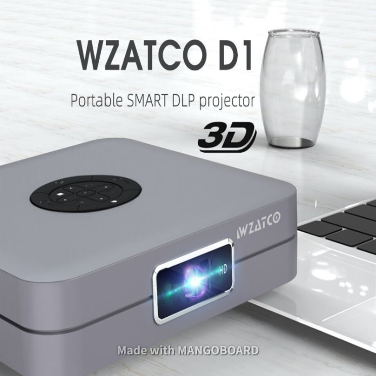 많이 찾는 WZATCO D1 미니 캠핑용 휴대편리 넷플릭스 DLP 3D wifi 안드로이드 탑재 빔 프로젝터, 블랙 추천해요