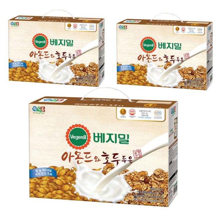 후기가 좋은 베지밀 아몬드와 호두 두유, 190ml, 72개 좋아요