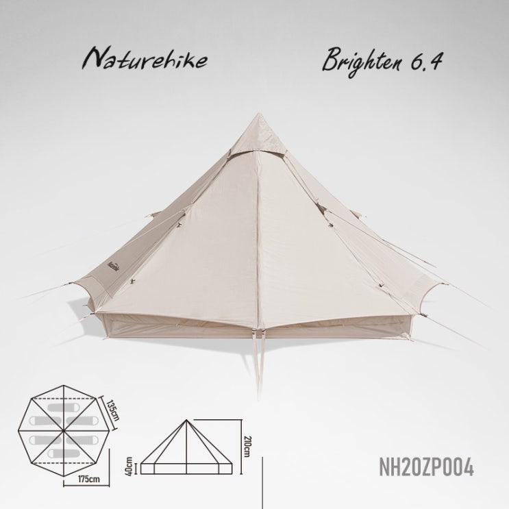 많이 팔린 네이처하이크 감성캠핑 면 티피 벨텐트 브라이튼 6.4 ···