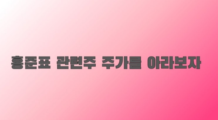  홍준표 테마주 주가를 아라보자