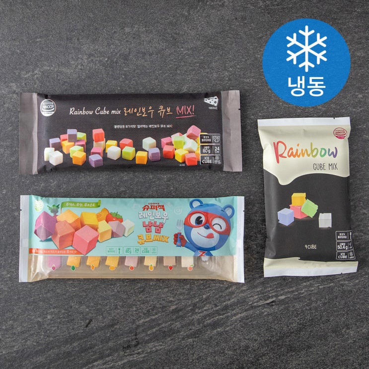 요즘 인기있는 레인보우 큐브치즈 블랙 80g + 슈퍼잭 레인보우 냠냠 큐브치즈 80g + 9구 레인보우 큐브치즈 50g (냉동), 1세트 ··· 요즘 인기있는 레인보우 큐브치즈 블랙 80g + 슈퍼잭 레인보우 냠냠 큐브치즈 80g + 9구 레인보우 큐브치즈 50g (냉동), 1세트 ···