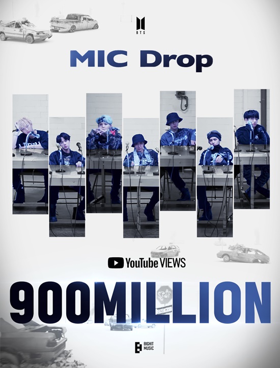그룹 방탄소년단의 'MIC Drop' 리믹스 뮤직비디오, 유튜브 조회수 9억뷰 달성!