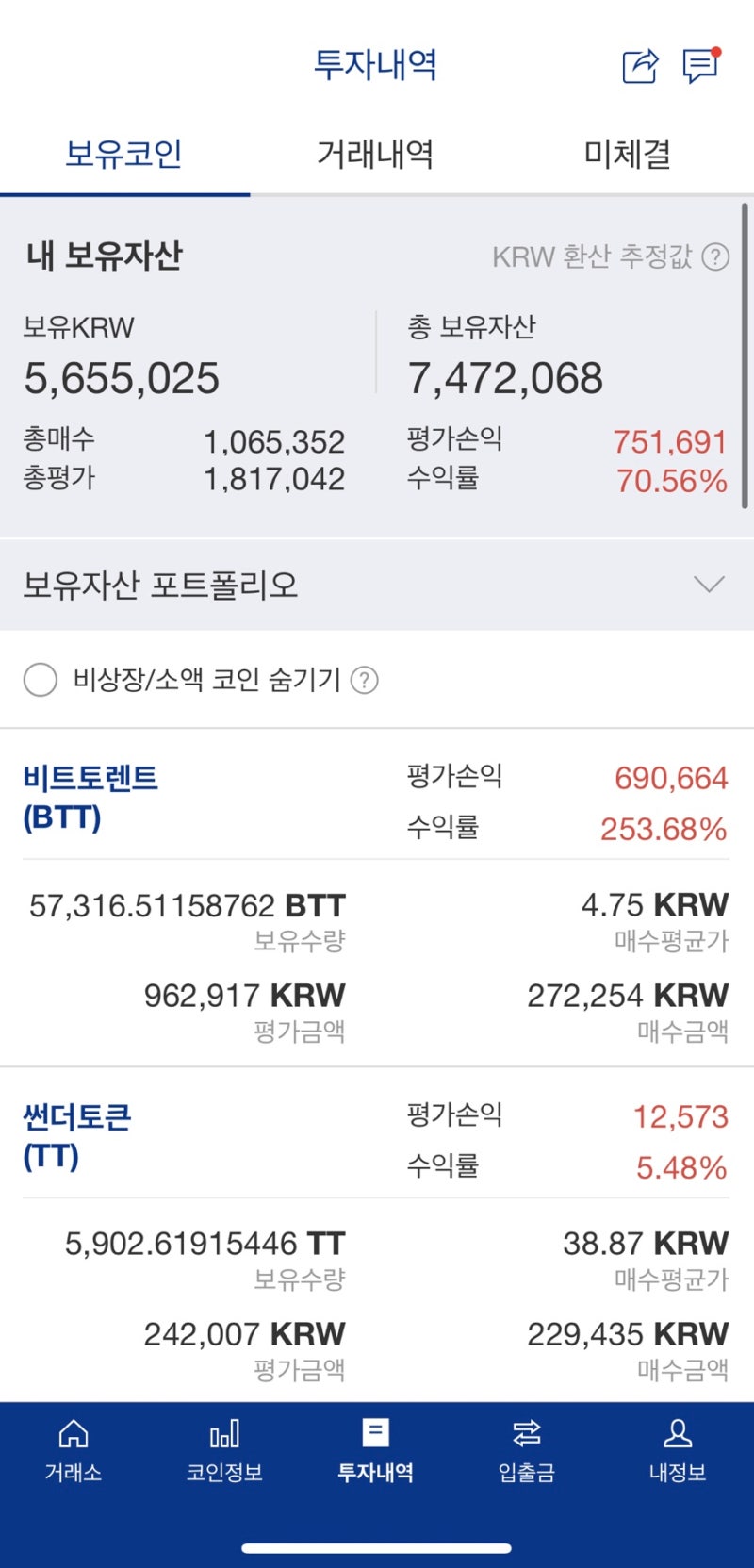 업비트 가상화폐 코인 (투자내역, 수익률, 주의사항) : 네이버 블로그