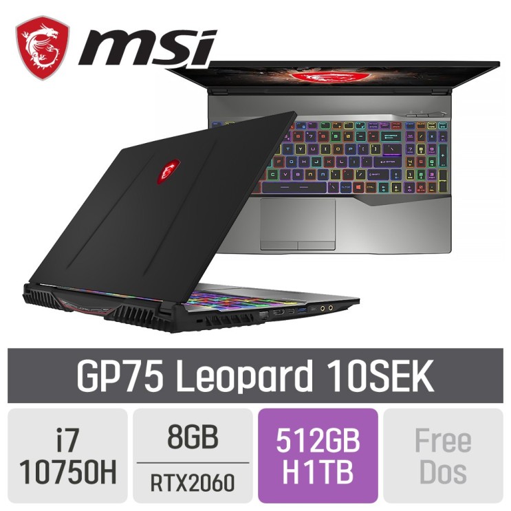 의외로 인기있는 MSI 게이밍 GP75 Leopard 10SEK, SSD 512GB + HDD 1TB, 미포함, 8GB ···