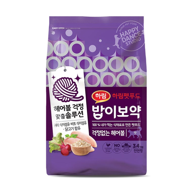 후기가 정말 좋은 하림펫푸드 전연령 밥이보약 걱정없는 헤어볼 고양이사료, 닭, 3.4kg 추천합니다