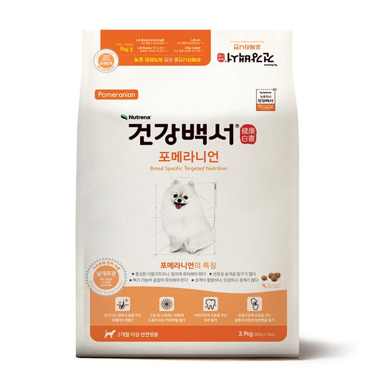 인지도 있는 카길 건강백서 전연령 포메라니언 반려견 사료, 3.9kg, 1개 ···