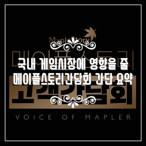  게임정보] 국내 게임시장에 영향을 줄 메이플스토리간담회 간단 요약 정리