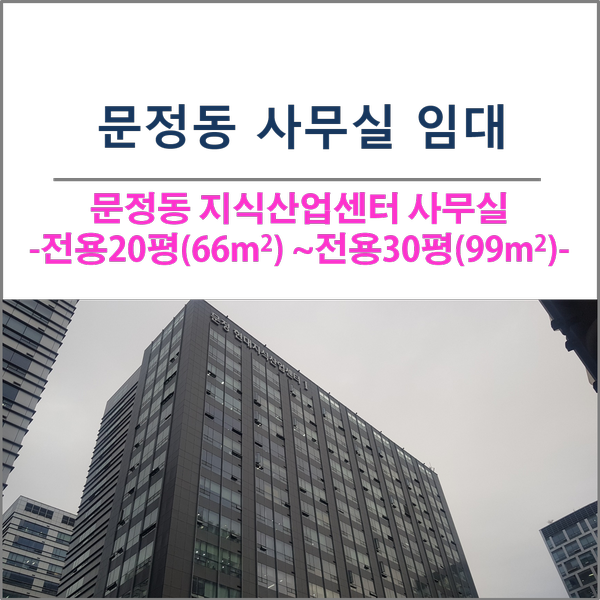 문정동 지식산업센터 전용20평(66)~전용30평(99)사무실임대(21.4월)