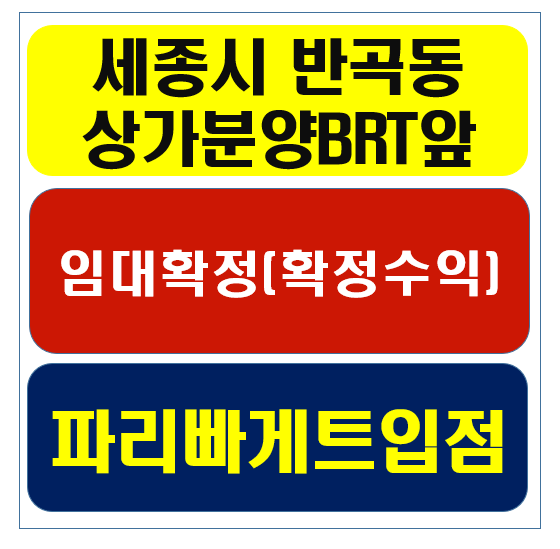  세종시상가분양 임대확정파리바게트입점 반곡동상가