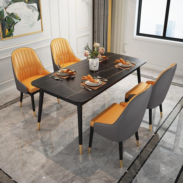 최근 많이 팔린 코스트코 6인 원형 대리석 돌식탁 이탈리아 미니멀리스트 락 보드 식탁과 의자 세트 모던 추천해요